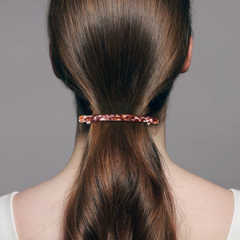 HYFEEL Long French Hair Barrettes 4 Inch Large Hair Clips for Women Thick Hair Automatic Clasp Clamp Pins Resin Nonslip Grip Ponytail Holders, Stylish Beauty & Personal Care HYFEEL
