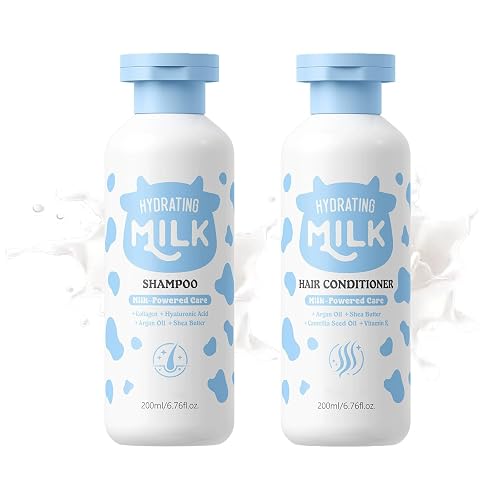 Milk Shampoo and Conditioner Set, Hydrating Shampoo and Conditioner for Curly, Fine, Thick or Straight Hair, Daily Cleaning & Moisturizing Care Beauty & Personal Care TUOSHITONG