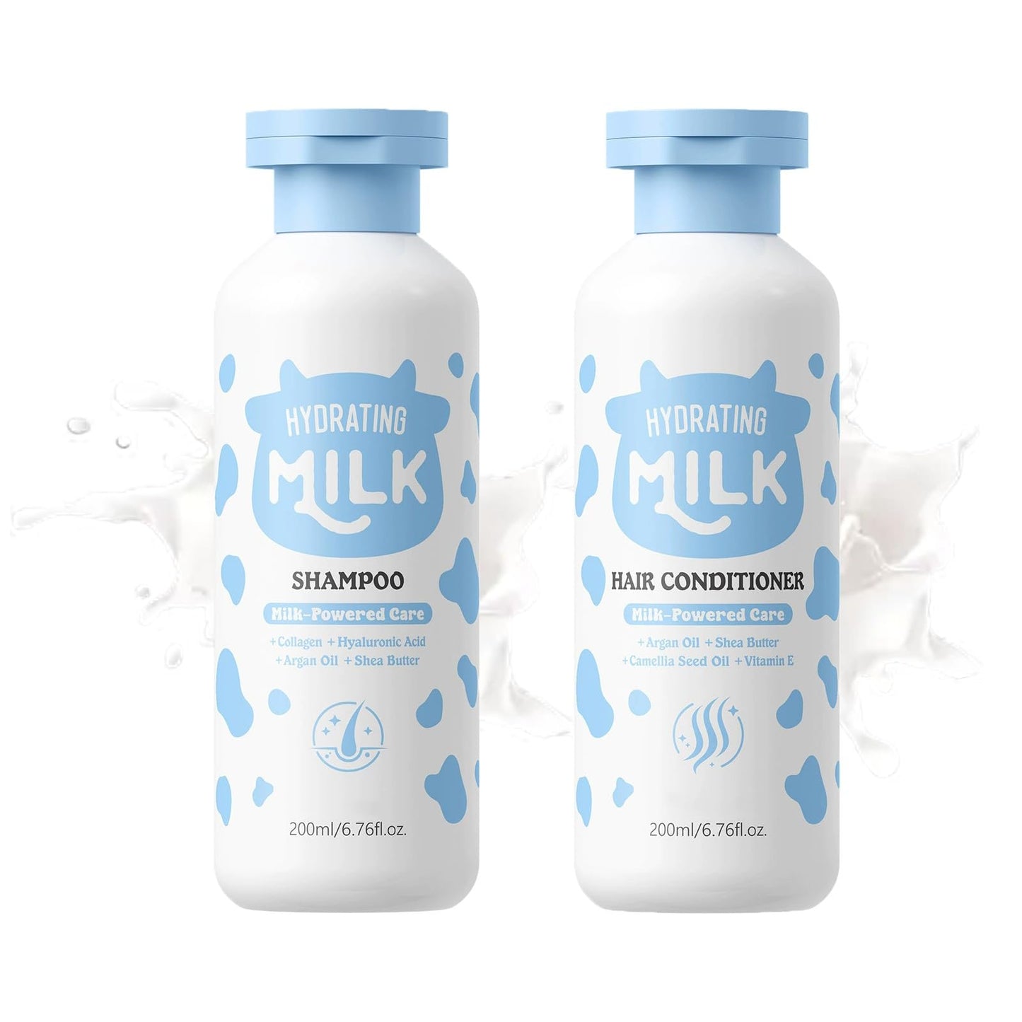 Milk Shampoo and Conditioner Set, Hydrating Shampoo and Conditioner for Curly, Fine, Thick or Straight Hair, Daily Cleaning & Moisturizing Care Beauty & Personal Care TUOSHITONG