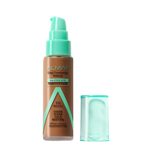 Almay Clear Complexion Acne Foundation Makeup with Salicylic Acid, Medium Coverage, Soft Matte Finish, Hypoallergenic, Cruelty- & Fragrance-Free,