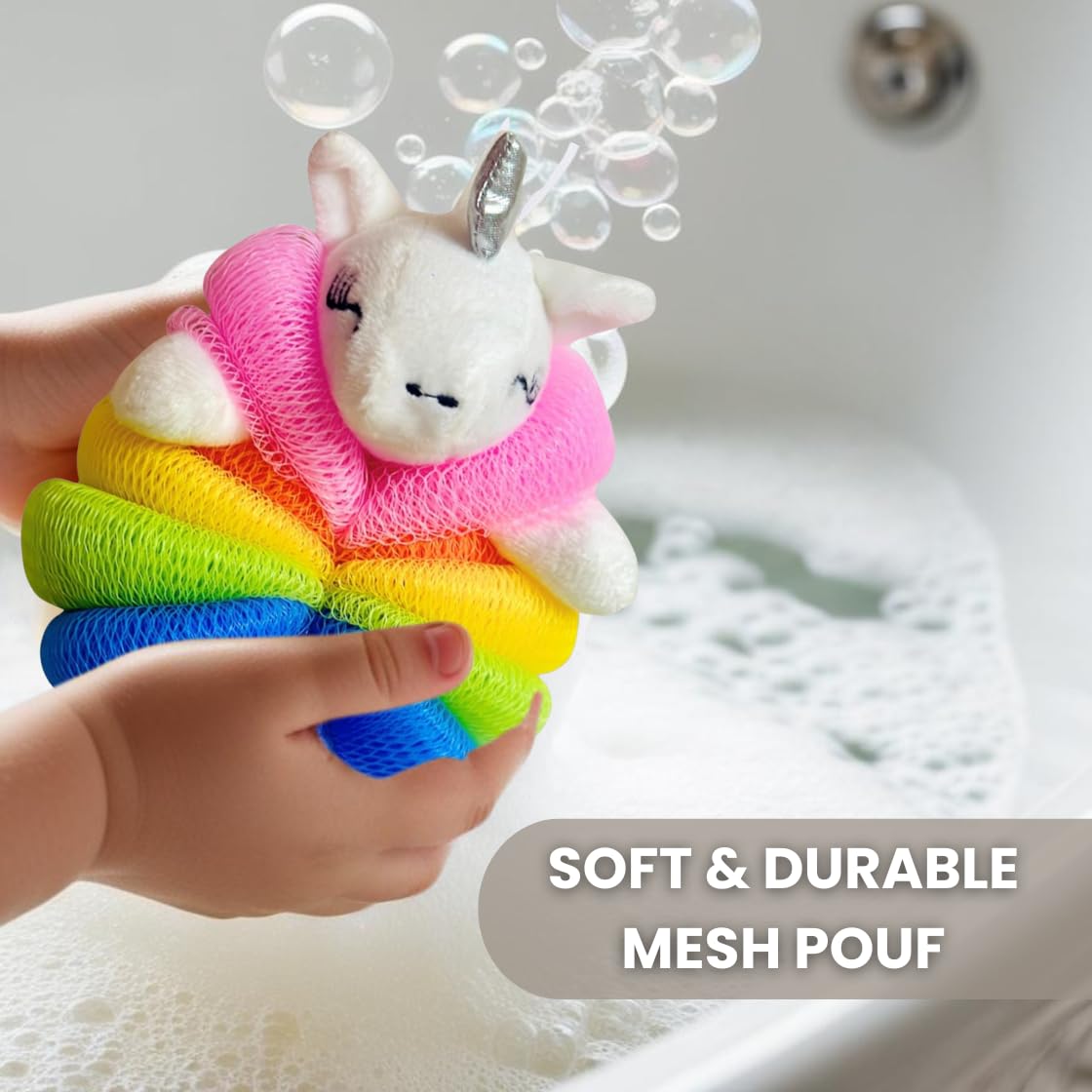 Cute Bath Sponge Loofah - Soft Mesh Body Pouf, Gentle Shower Sponges (3 Pack) Beauty and Personal Care Pure Body