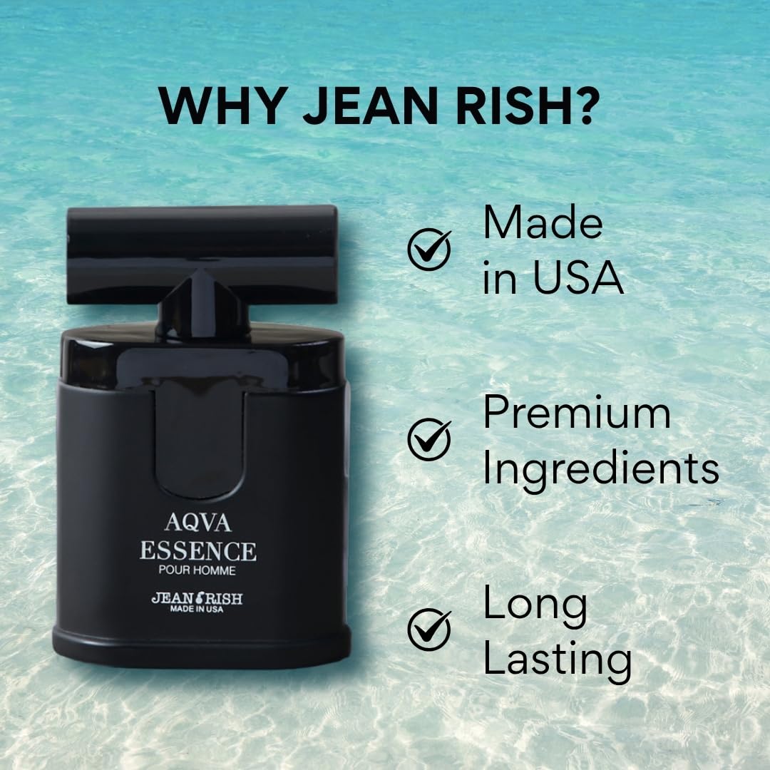 Jean Rish Aqva Essence Eau De Toilette - Perfume for Men (3.4 Fl Oz / 100ml) with Bergamot, Rosemary & Patchouli Notes - Long Lasting and Luxury Beauty & Personal Care Jean Rish