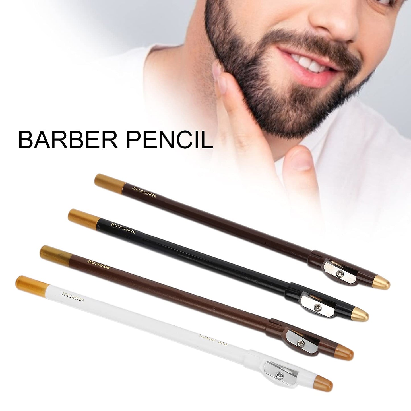 4pcs Kit(Black & White & Dark Brown & Light Brown), Beard and Hairline Pencils with Sharpener for Shaping Tools Stencils Beauty and Personal Care Betued