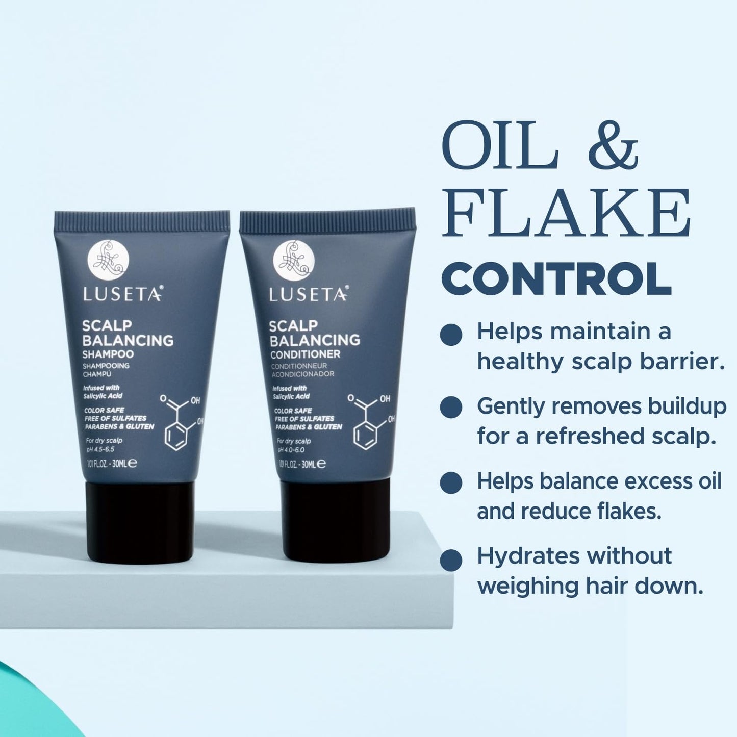 Luseta Scalp-Balancing Travel Size Shampoo and Conditioner Set for Women, Salicylic Acid Travel Shampoo and Conditioner, Anti-Dandruff Shampoo Beauty & Personal Care LUSETA