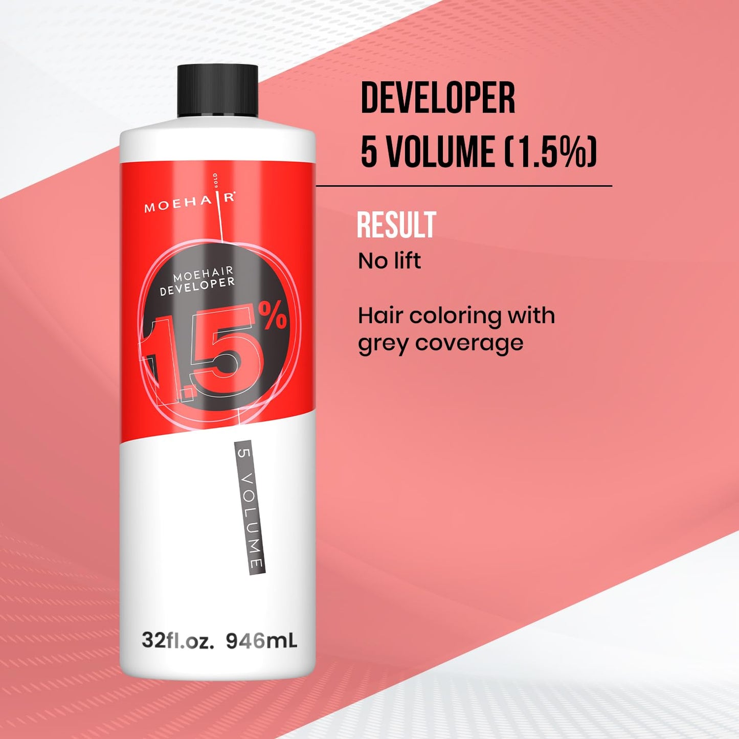 MOEHAIR Hair Color Developer 1.5% Hydrogen Peroxide | 5 Volume Creme Developer for Coloring and Bleaching | Paraben-free | Professional-Grade Hair Beauty & Personal Care MOEHAIR