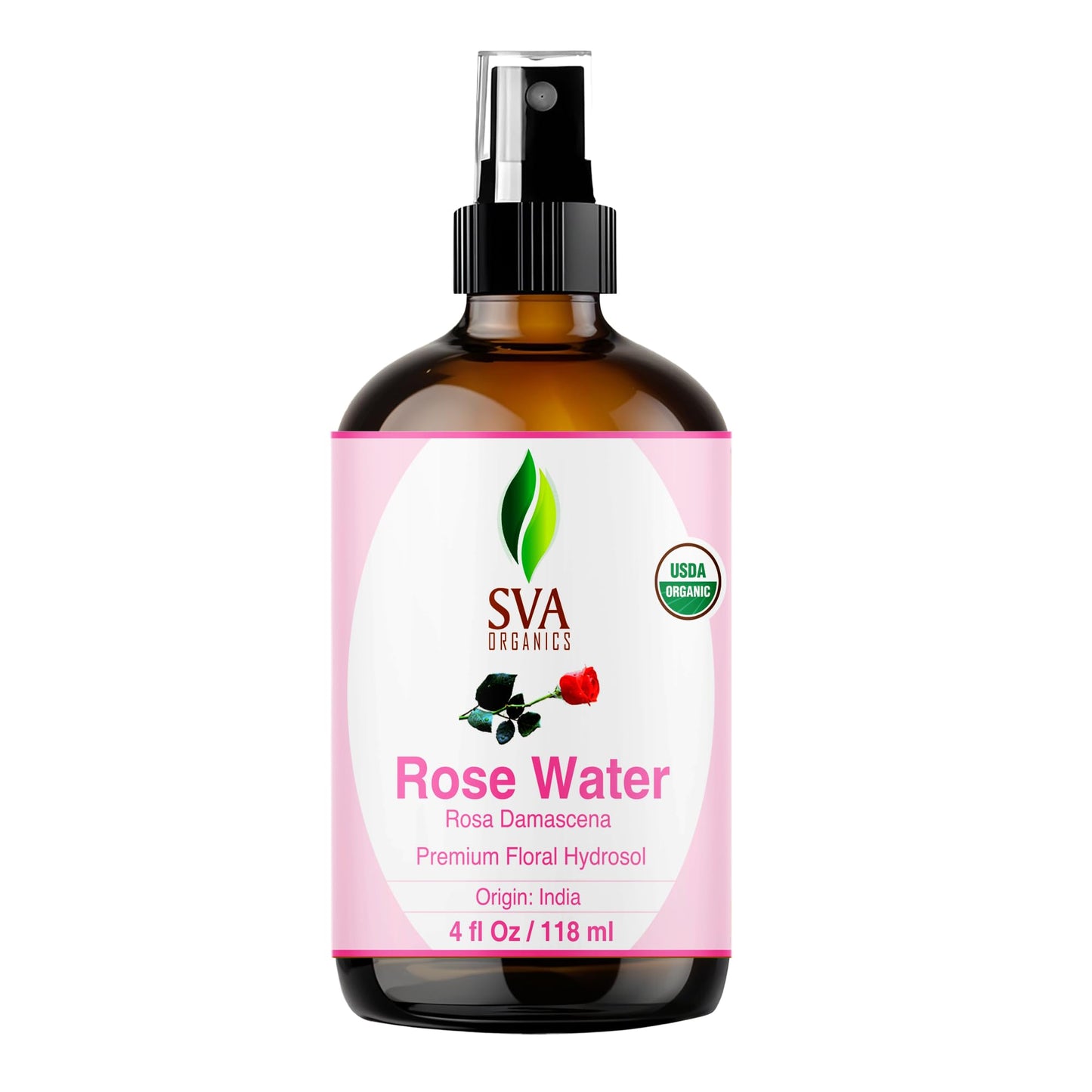 SVA ORGANICS Rose Water 4oz (118 ml) Refreshing Rose Water Spray for Skin Care, Skin Hydration, Bath, Soaps, Haircare & Aromatherapy Beauty & Personal Care SVA ORGANICS