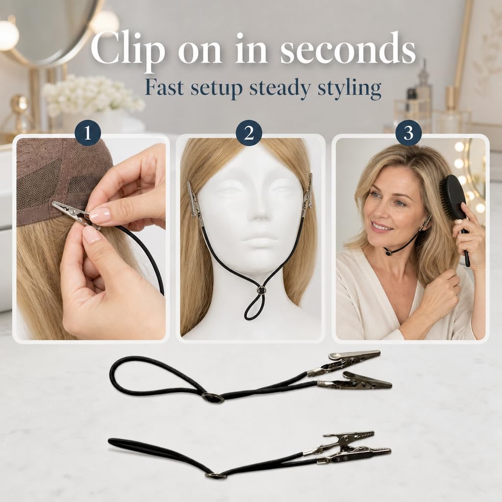 Wig Chin Strap with Strong Grip for Styling, Cutting & Brushing, 2 Pack