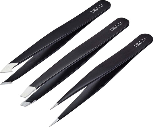 Truyu Tweezer Trio - Includes Full Slant Tweezer, Point Tweezer and Combo Tweezer Beauty and Personal Care Truyu