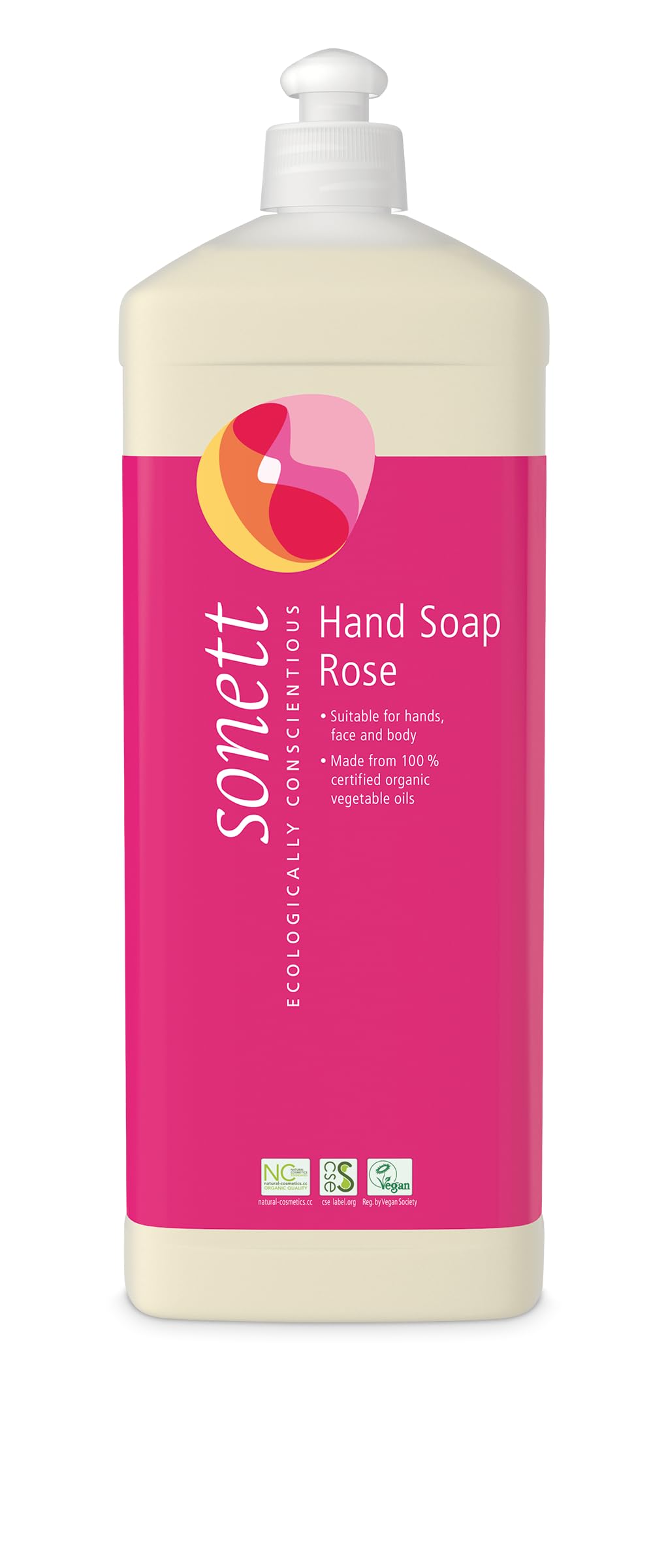 Sonett Organic Rose Hand Soap 1 Litre Body Care Suitable for Hands, Face and Body (1 Count) Certified Organically Grown Beauty & Personal Care Sonett