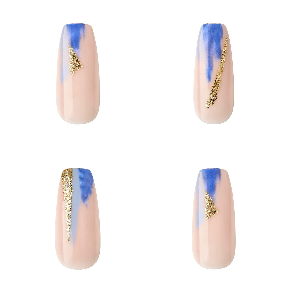 Gold Finger Gel Glam Design Nail Press On Nails, Gel Nail Kit, Polish Free Manicure Long Length (GD15) Beauty & Personal Care Goldfinger