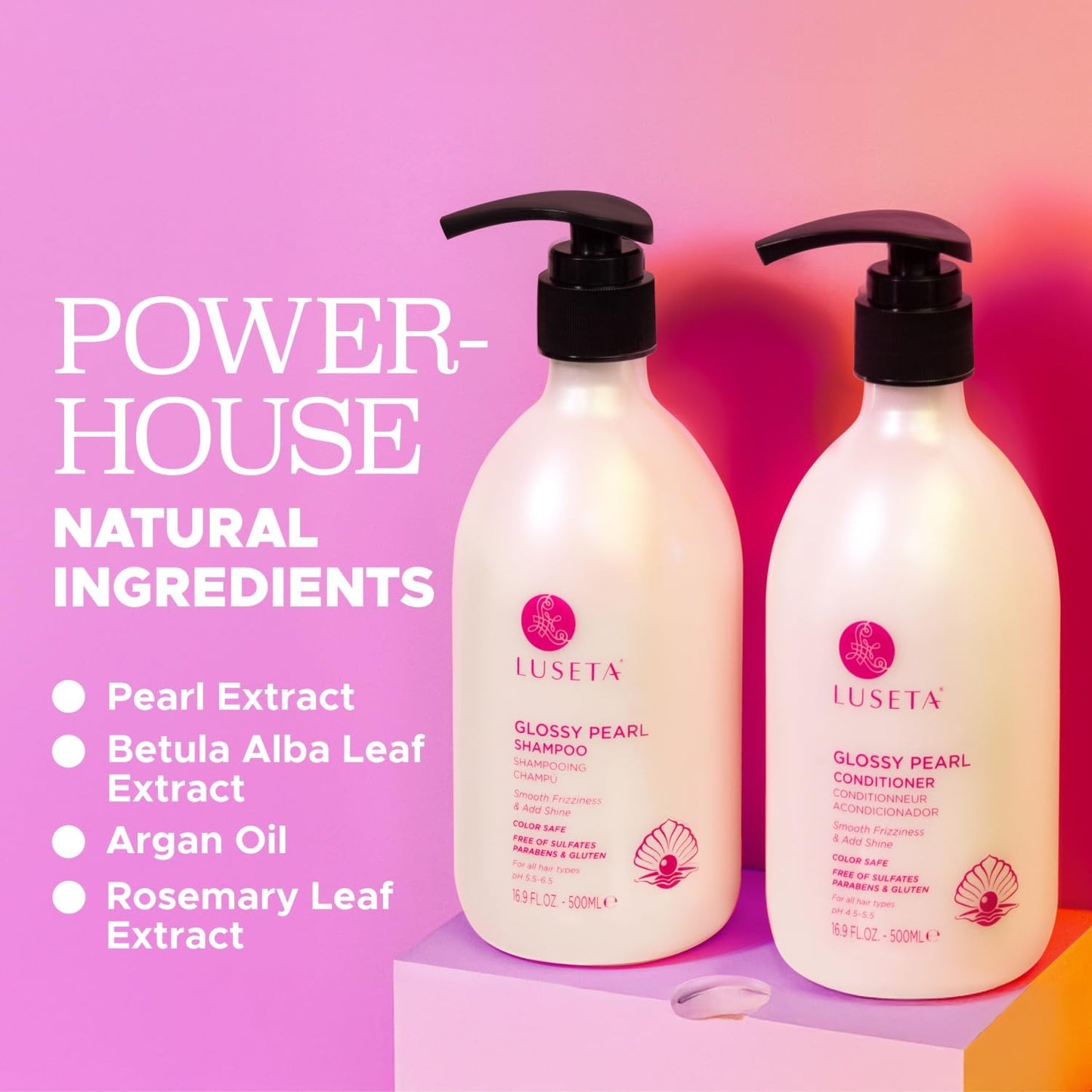 Luseta Glossy Pearl Shampoo and Conditioner Set Smooth & Moisturize, Add Shine and Helps Tame Frizz,Hydrating for Damaged Hair, Detangle,Nourish Beauty & Personal Care L LUSETA