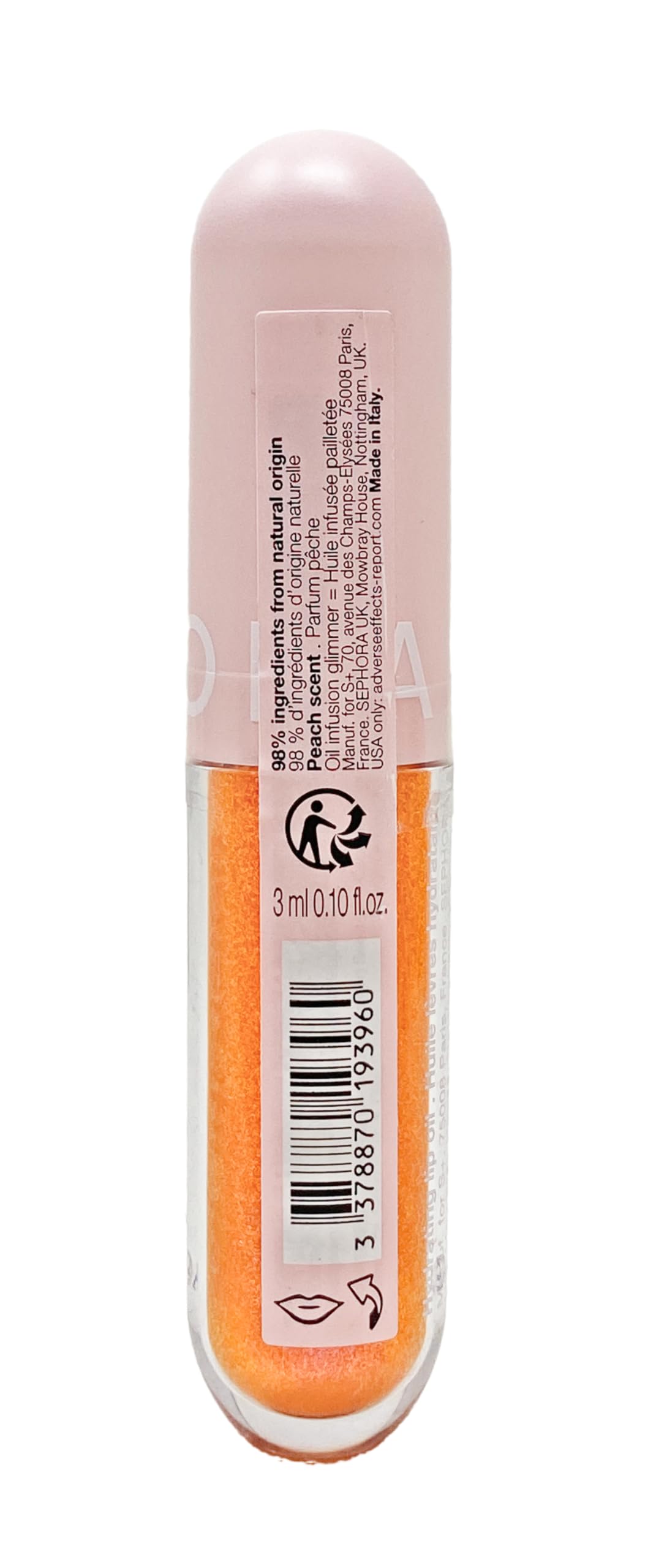 SEPHORA COLLECTION Oil Infusion Glimmer Hydrating Lip Oil -Peach (orange shimmer) 0.10 oz/3 ml Beauty & Personal Care SEPHORA