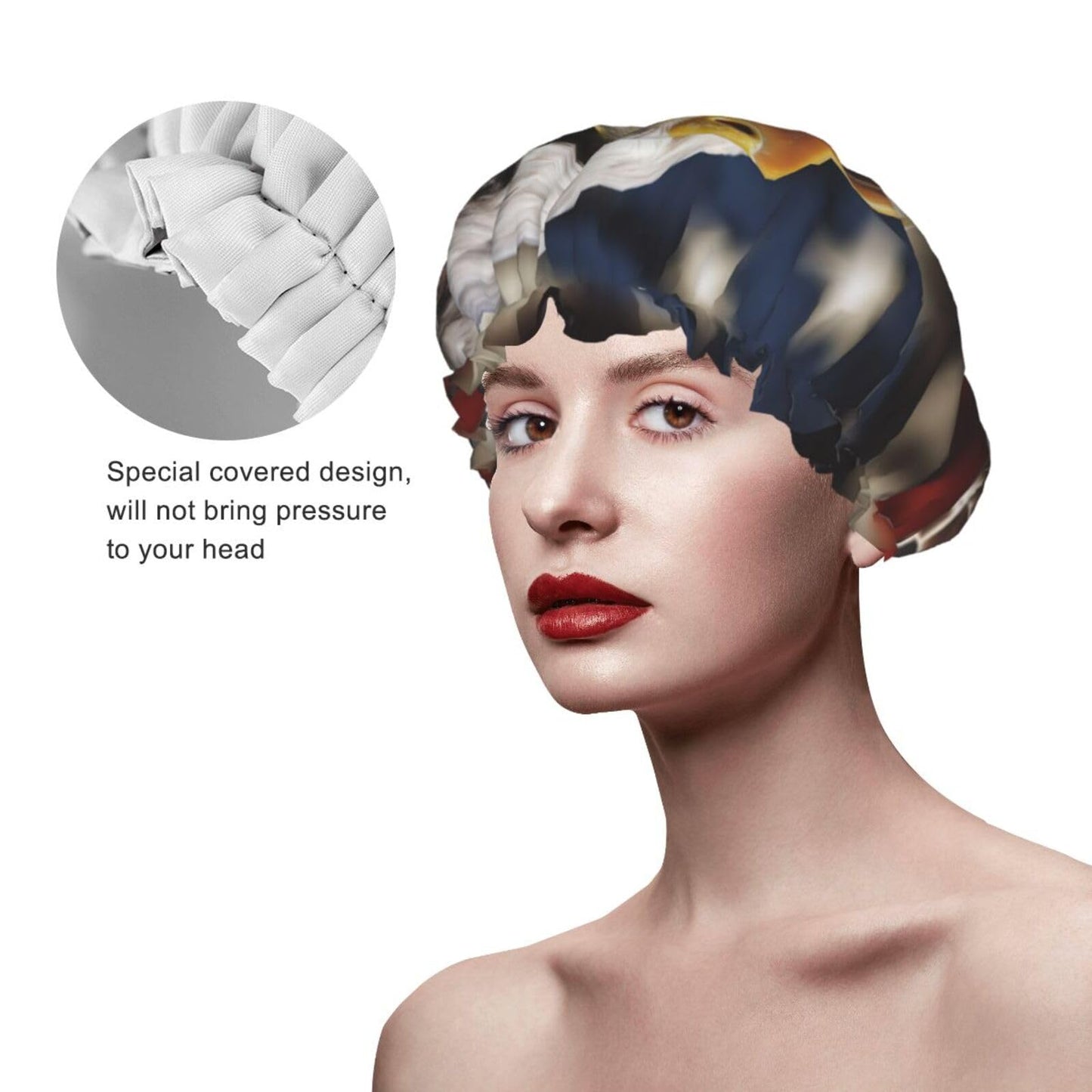 Bald Eagle Us Flag Pictures Shower Cap For Women Reusable Double Layers Bathing Bath Cap Hair Caps Waterproof Elastic Band Ladies Spa Salon Shower Hat Beauty and Personal Care GDSHJKLW