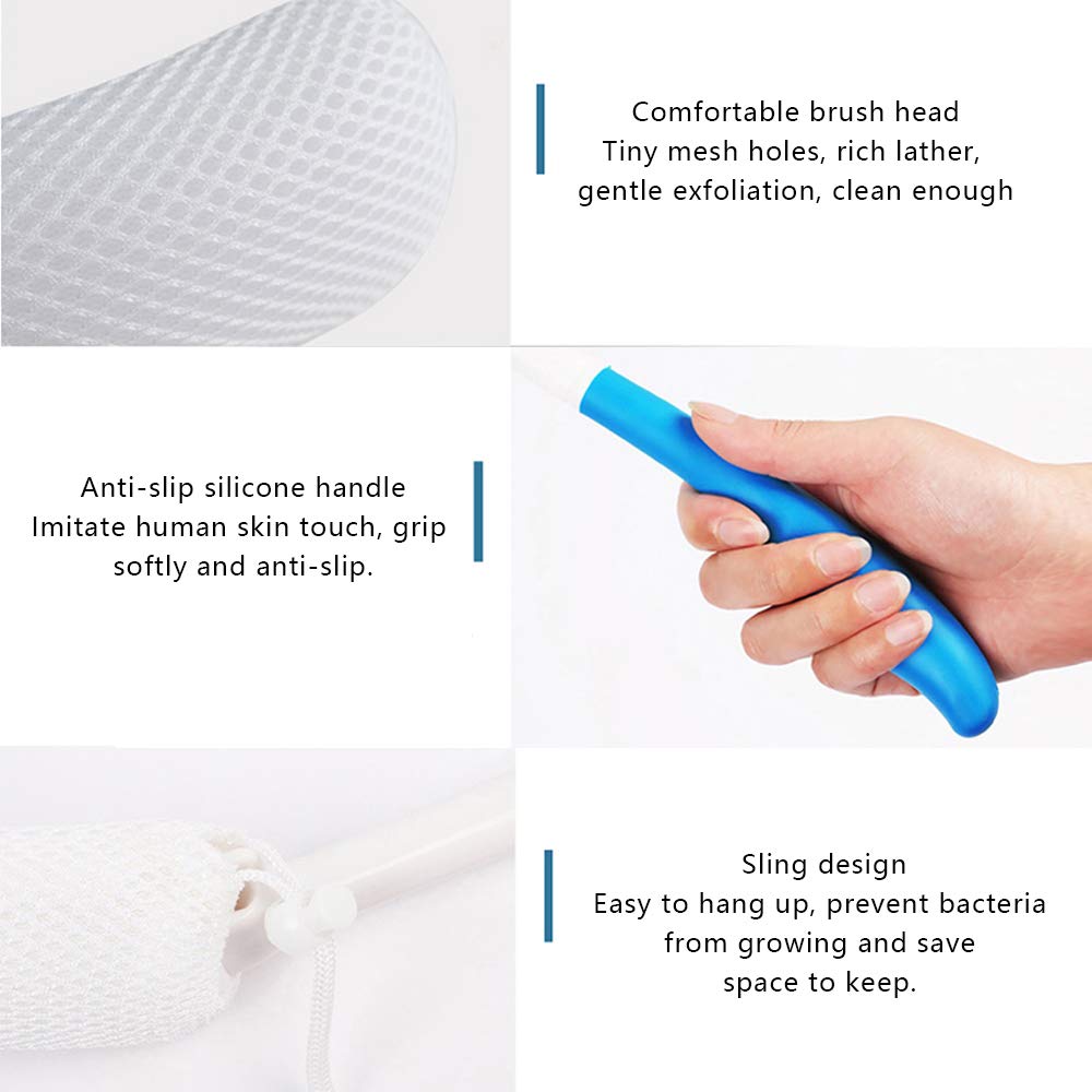 MagiDeal Vinyl Quote Me Long Anti-Slip Curve Handled Bath Body Brush, Easy Reach for Seniors, Suitable for Elderly/Pregnant Aid Bathing & Shower Beauty and Personal Care VANSUN