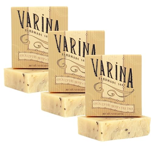 Varina Organic Eucalyptus Hemp & Tea Tree Bar Soap - Gentle Cleansing for Sensitive Skin, Herbal and Mint - 3 Pack Beauty & Personal Care Varina