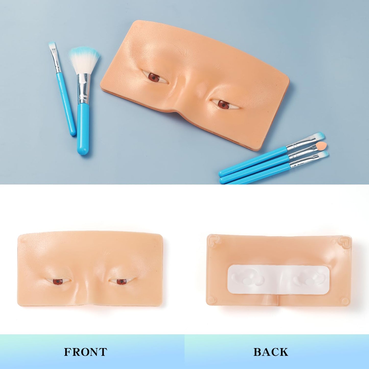 Bueuo Makeup Practice Face Board, 3D Reusable Silicone Make up Mannequin Face with 5PCS Makeup Brush, Eye Make up Practice Board for Beginner or Beauty & Personal Care Bueuo