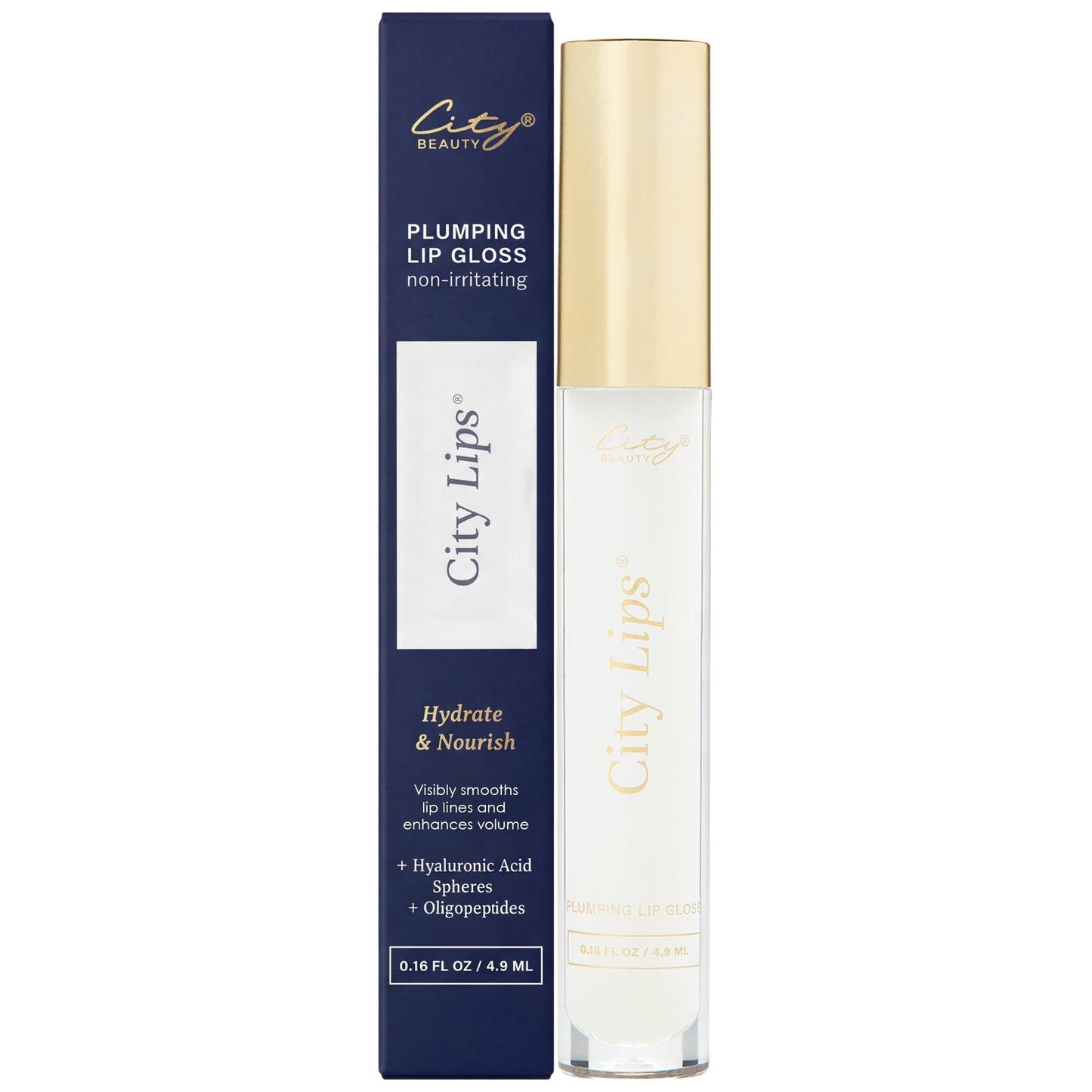 City Beauty City Lips Clear - Plumping Lip Gloss - Hydrate & Volumize - High Shine Lip Plumper - Hyaluronic Acid & Peptides Visibly Smooth Lip Beauty and Personal Care City Beauty