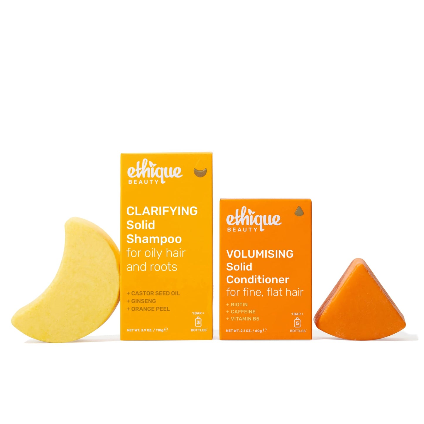 Ethique Beauty Clarifying Shampoo & Conditioner Set for Oily Hair & Build-up with Castor Oil - Plastic-Free, Vegan, Cruelty-Free - 2 Pack Beauty & Personal Care Ethique