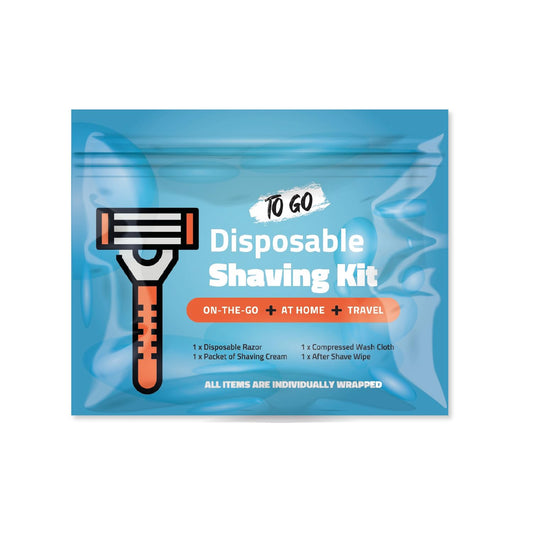 Shaving Kit with Razor, Shaving Cream, Washcloth & Aftershave Wipe - Men’s Travel Shave Set for Hotels, Shelters & Outreach - Disposable Grooming Pack Beauty and Personal Care pH Advantage