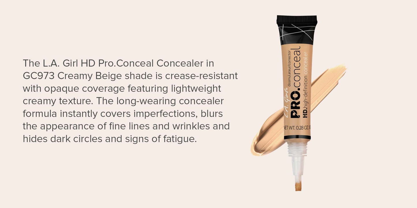 L.A. Girl Pro Conceal HD Concealer GC973, Creamy Beige, 0.25 Oz Beauty & Personal Care L.A. Girl