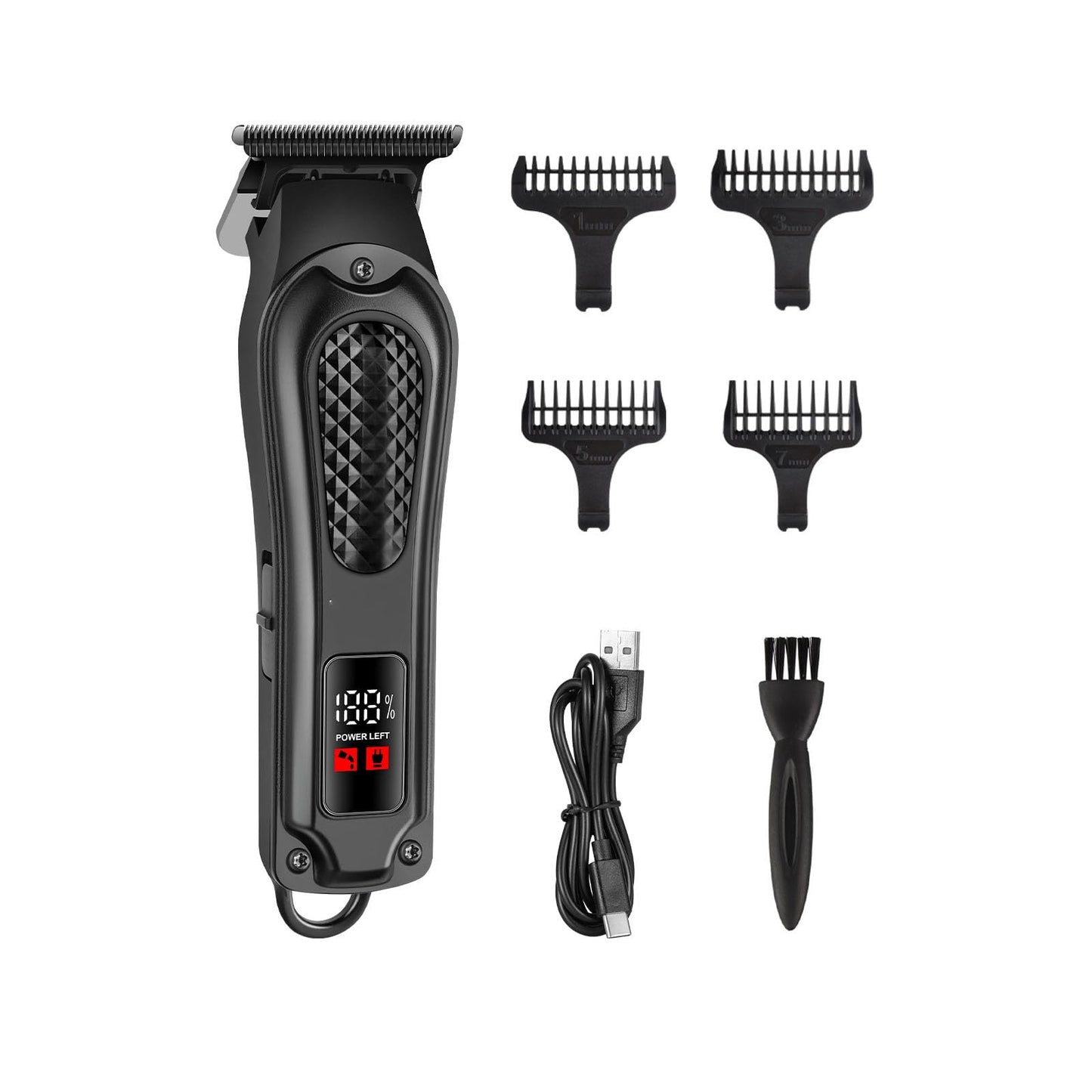 GLESVOWIO Cordless Hair Clipper Kit with LED Display 4 Guide Combs Rechargeable Multifunctional Beard/Hair Trimmer for Family Electric Shaving Oil Beauty and Personal Care GLESVOWIO