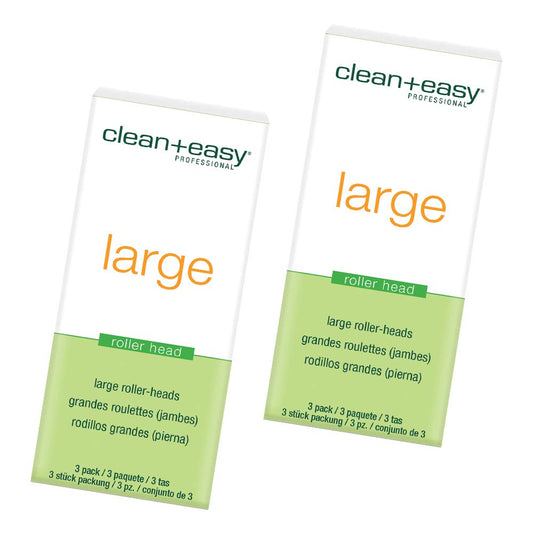 Clean + Easy Roller Heads for Waxing, Large - 2 Packs of 3 Roller Heads Each, Ideal for Legs, Arms, Back, Chest, Shoulders, and Thighs, Even Beauty and Personal Care Clean + Easy