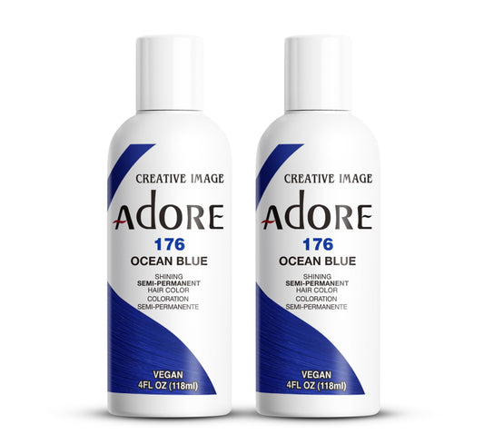 Adore Semi Permanent Hair Color (176 Ocean Blue) (2 Pack) | Vegan & Cruelty-Free Blue Hair Dye | No Ammonia, No Peroxide, No Alcohol | 4 Fl Oz Beauty & Personal Care Adore