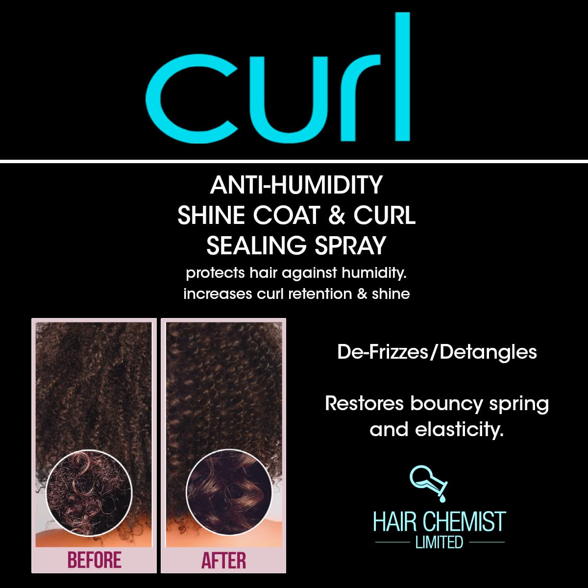 Hair Chemist CURL Anti Humidity Shine Coat & Curl Sealing Spray 8 oz. (Pack of 2) Beauty & Personal Care Hair Chemist