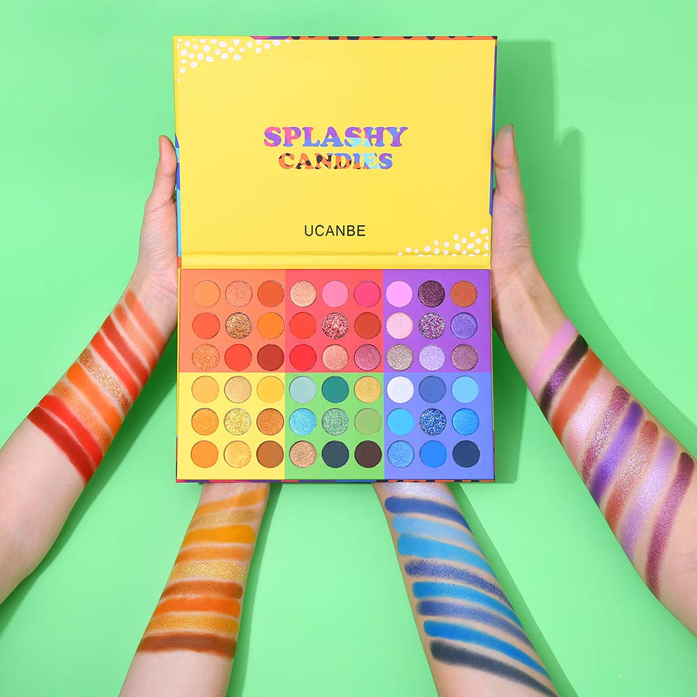 UCANBE 54 Colors Splashy Candies Eyeshadow Palette, Highly Pigmented Matte Shimmer Soft Creamy Glitter Rainbow Bright Powder Eye Shadow Blendable Beauty & Personal Care UCANBE