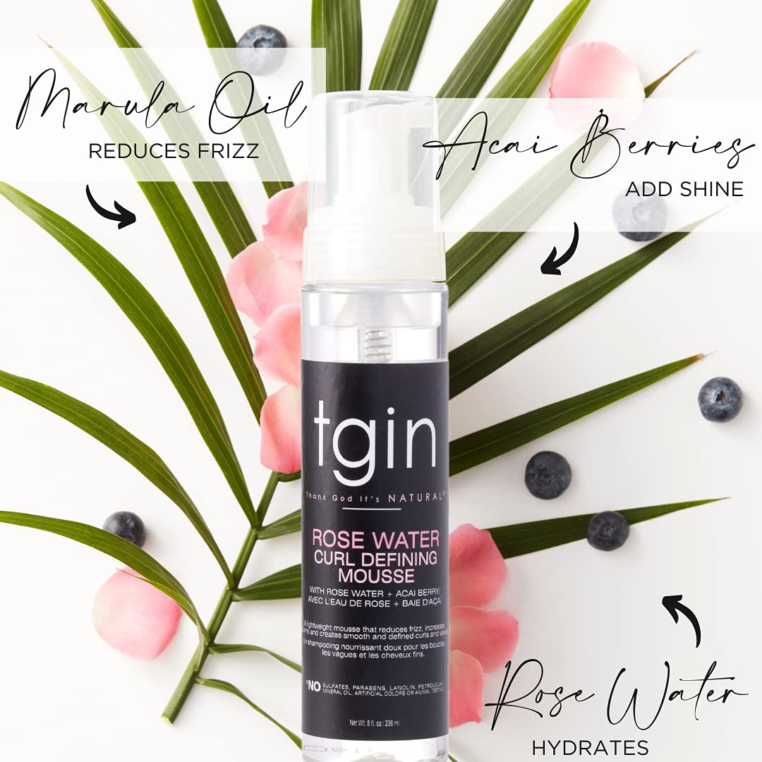 tgin The Styling Package: Rose Water Leave In Conditioner, Defining Gel and Mousse - Gift Set - Curls - Color safe - Wavy - Detangle - Low Porosity Beauty & Personal Care Thank God It's Natural