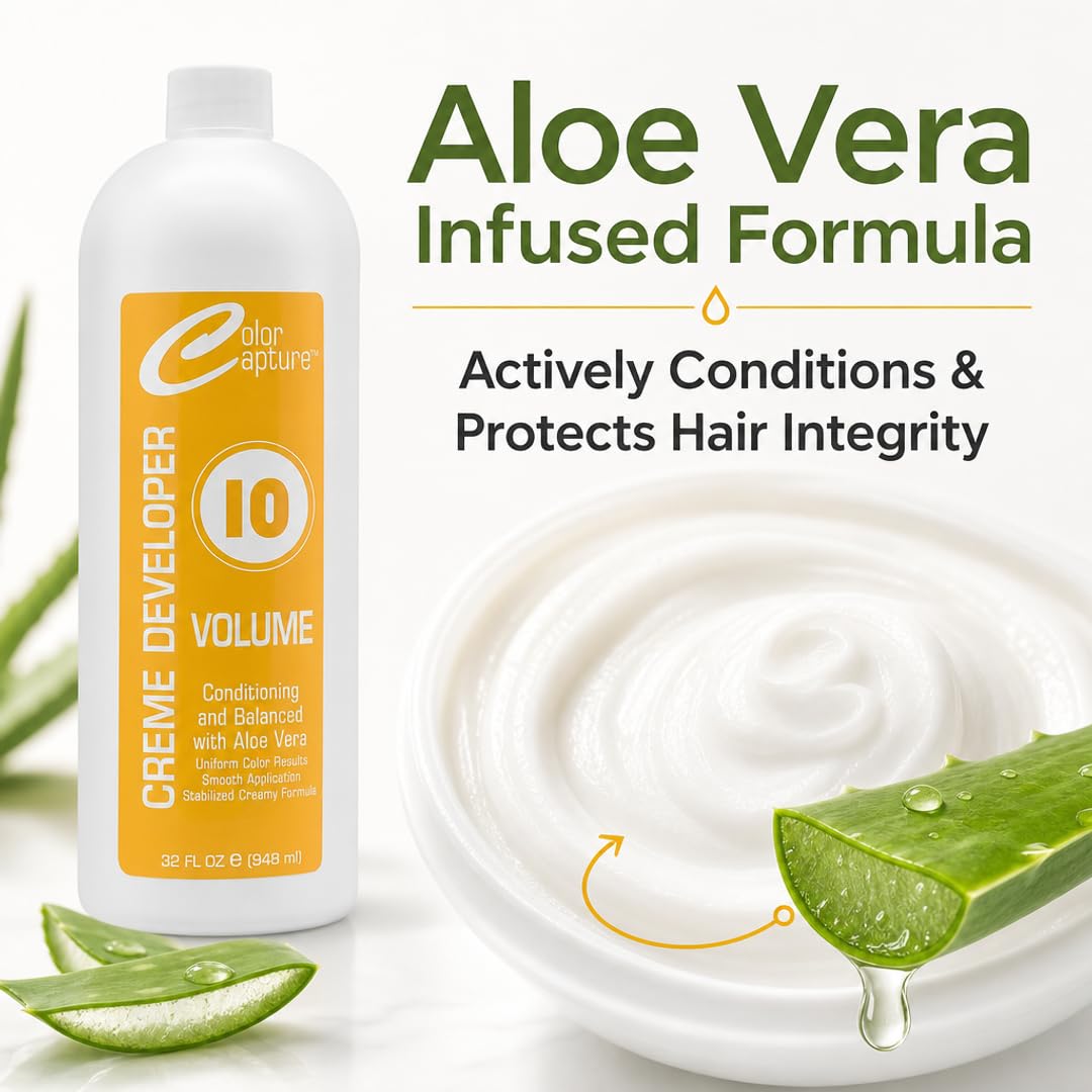 COLOR CAPTUR 10 Volume Cream Hair Developer - Aloe Vera Conditioning Activator for Deposit-Only Color | Paraben-Free, Cruelty-Free, GMP & ISO Beauty & Personal Care COLOR CAPTURE