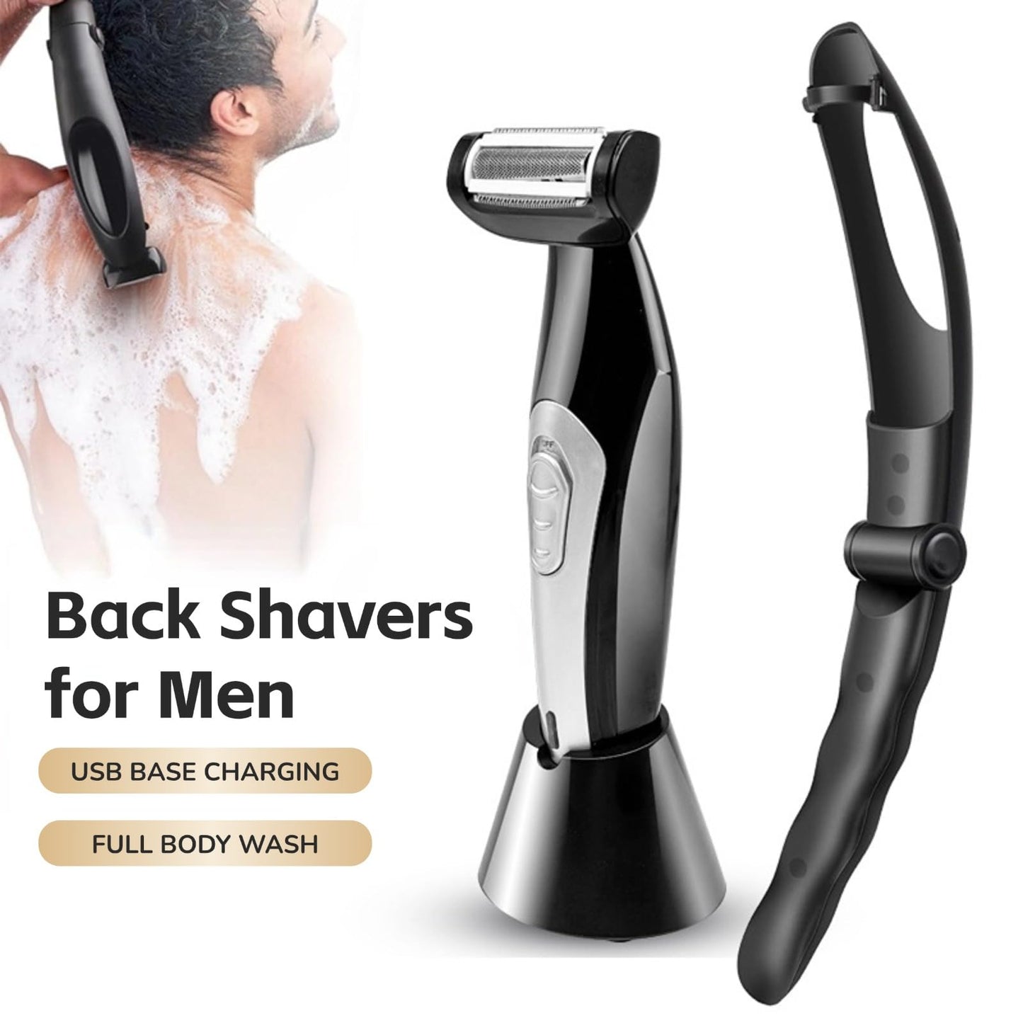 Yoidesu Men's, Body Groomer with Adjustable Extreme Reach Handle, Wet/Dry Use, Back Hair Remover Beauty and Personal Care Yoidesu