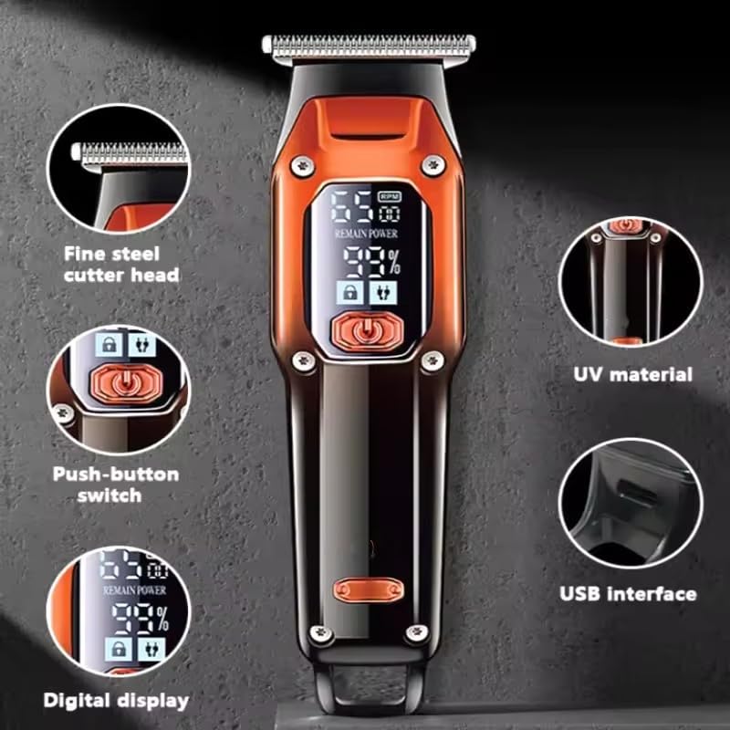 GLESVOWIO Hair Trimmer Professional Barber Electric Clipper Rechargeable Wireless Cutting Maching LCD Display Haircut Set Beauty and Personal Care GLESVOWIO