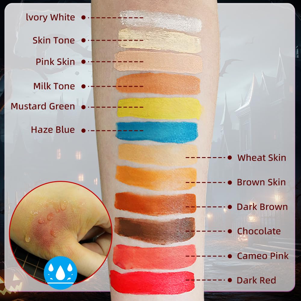 T TOGUSH Halloween Makeup Special Effects SFX Makeup Kit 12 Colors FX Palette Face Body Painting with Fake Blood,Scar Wax,Spirit Gum,Castor Beauty & Personal Care T TOGUSH