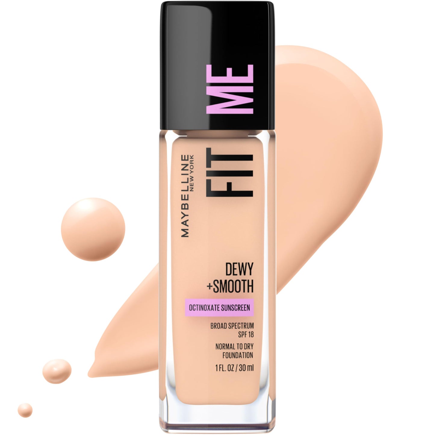 Maybelline Fit Me Dewy + Smooth Liquid Foundation Makeup, Ivory, 1 Count (Packaging May Vary) Beauty & Personal Care MAYBELLINE