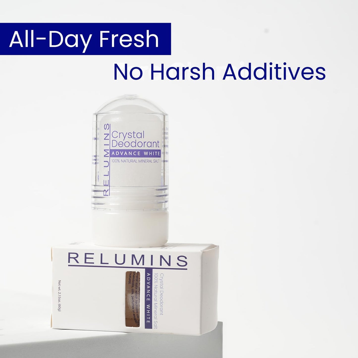 Relumins Crystal Deodorant, All-Natural Mineral Salt Roll-On, Non-Staining, Non-irritating, Aluminum-Free Deodorant with 24-Hour Odor Protection, Beauty and Personal Care Relumins