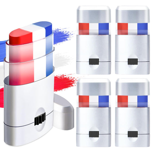 4 Pack Red White Blue Face Paint, USA Flag Color Stripe Stick, Patriotic Face Body Painting for Sports Parties, 4th of July, Parades Accessories Beauty & Personal Care Geodurn