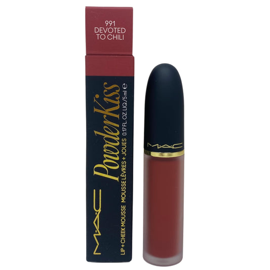 MAC Cosmetics Powder Kiss Liquid Lip & Cheek Mousse - 991 Devoted To Chili- 0.17 fl oz / 5 mL Beauty & Personal Care MAC