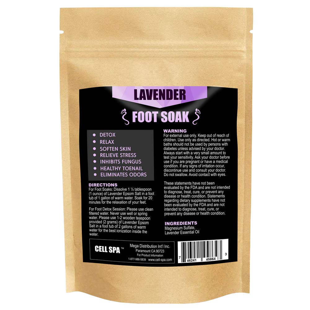 Cell Spa Detox Foot Soak Bath Premium 16 Ounce Lavender Scented Epsom Salt Magnesium Sulfate to Help Detox, Relieve Stress, Eliminate Odors & Soften Beauty & Personal Care Cell Spa