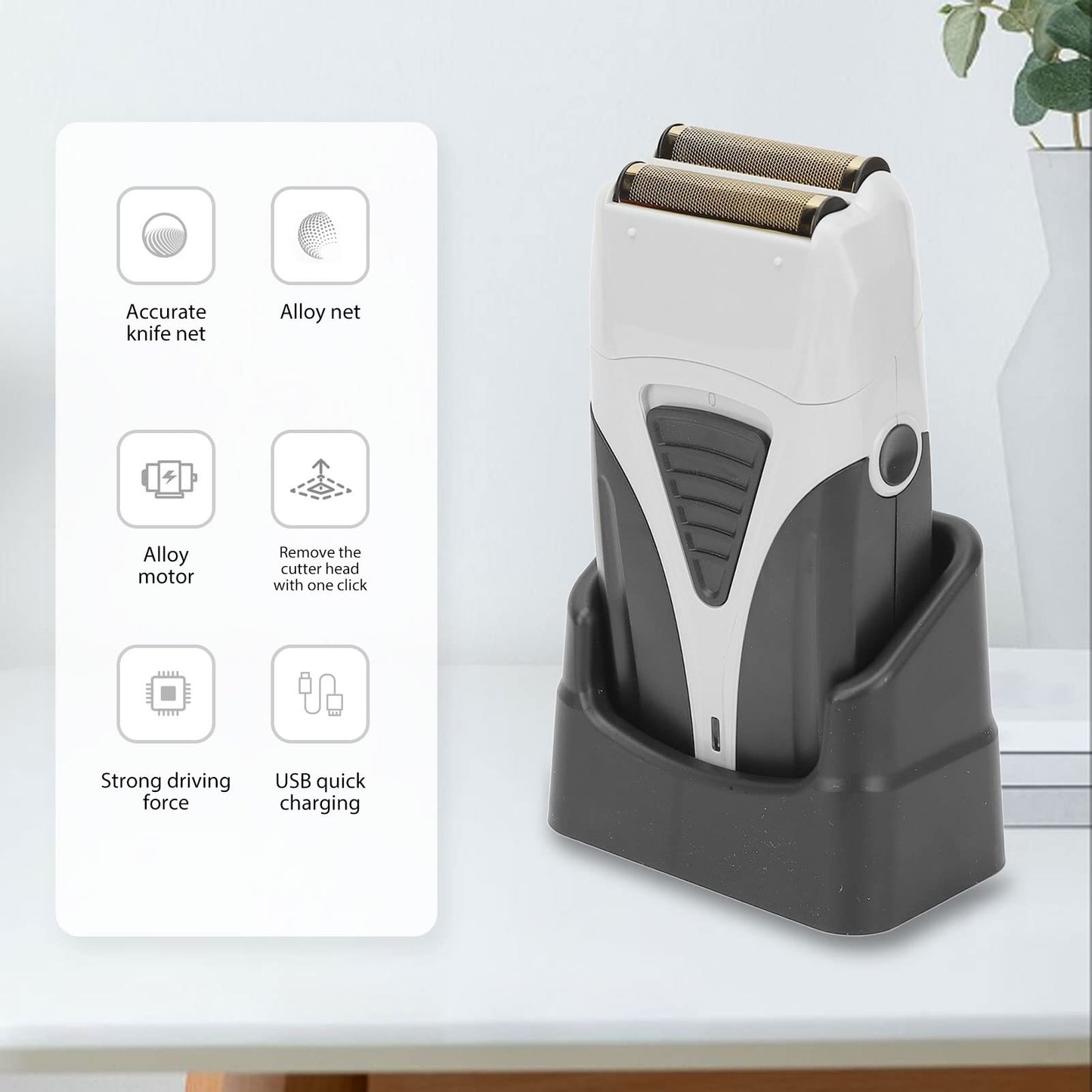 Naroote Hair Grooming Trimmer, Aluminium Alloy Black White Electric Hair Trimmer Detachable for Men for Travel Use Beauty and Personal Care Naroote