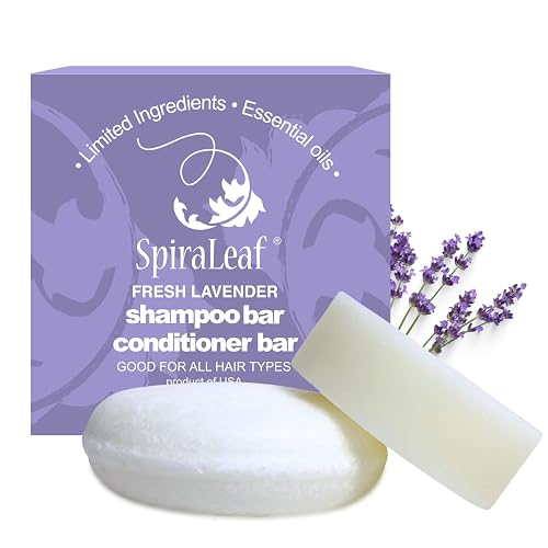 SPIRALEAF Solid Shampoo Bar & Conditioner Bar Set, FRESH LAVENDER Essential Oil Blend, Limited Ingredients, Concentrated Formula, Fragrance-Free Beauty & Personal Care Spiraleaf