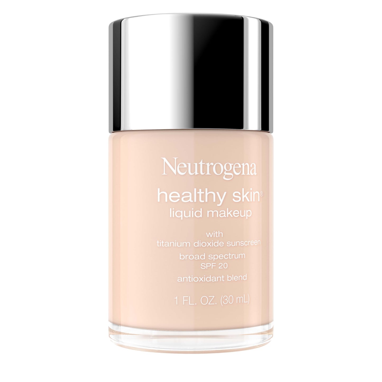Neutrogena Healthy Skin Liquid Foundation Makeup Broad Spectrum SPF 20 Sunscreen, Medium Coverage, Vit B5, Antioxidants, All Day Wear, Porcelain 110N Beauty & Personal Care Neutrogena