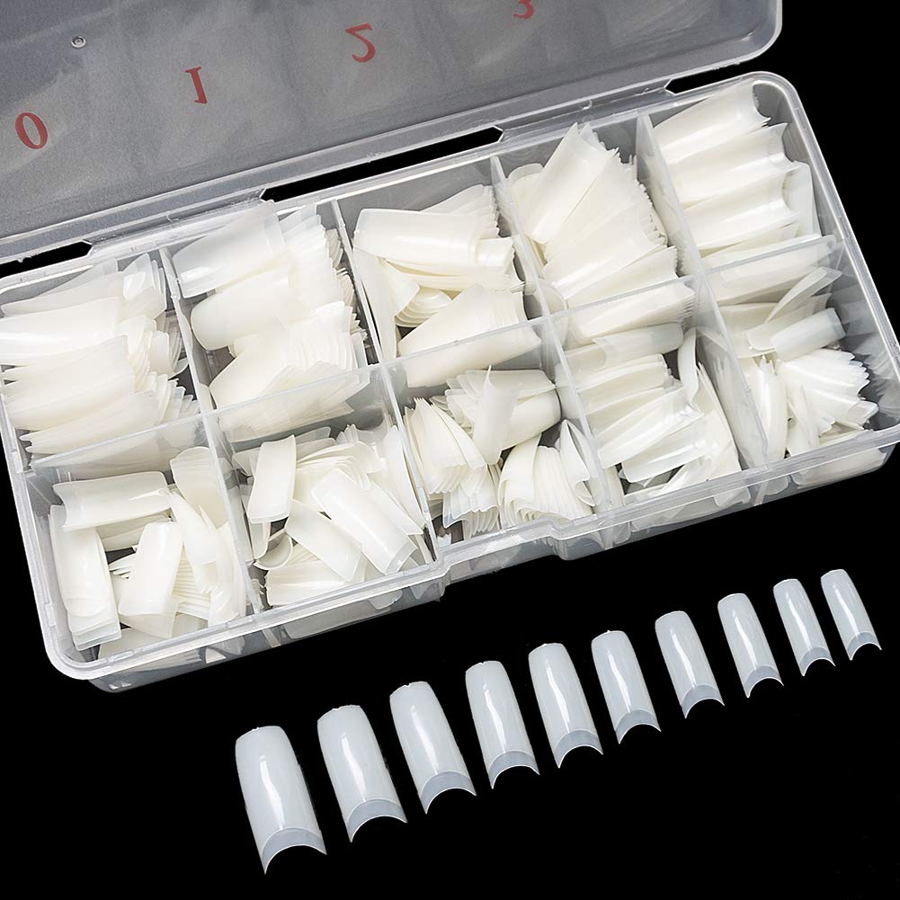 krofaue 500PCS Half Cover False Nails Tips - Acrylic Nail Tips 10 Sizes Lady French Style Acrylic Artificial Tip Manicure with Box for Nail Tips Art Beauty & Personal Care krofaue