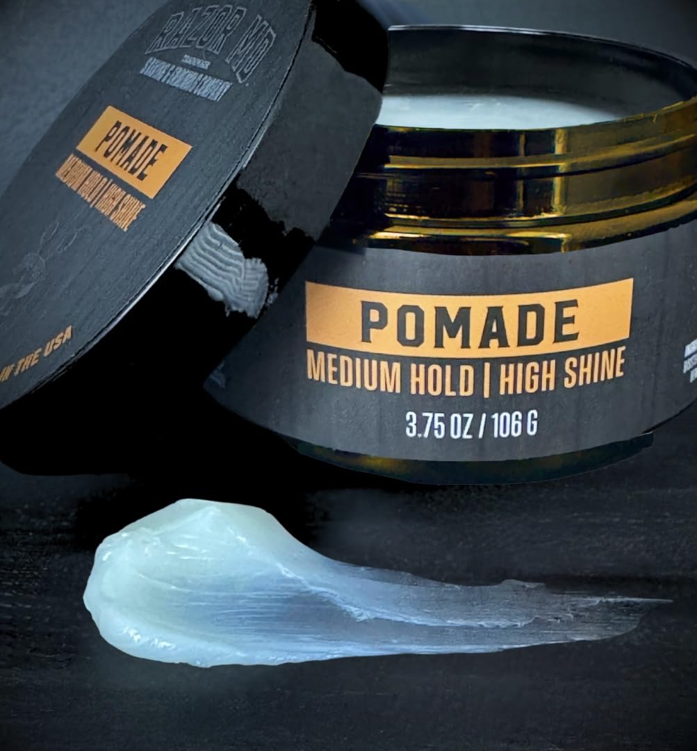 Razor MD Natural Water Based Hair Pomade for Men With High Shine and Slickback Finish, Medium Strong Hold Best Hair Products for Mens with Curly Beauty & Personal Care Razor MD