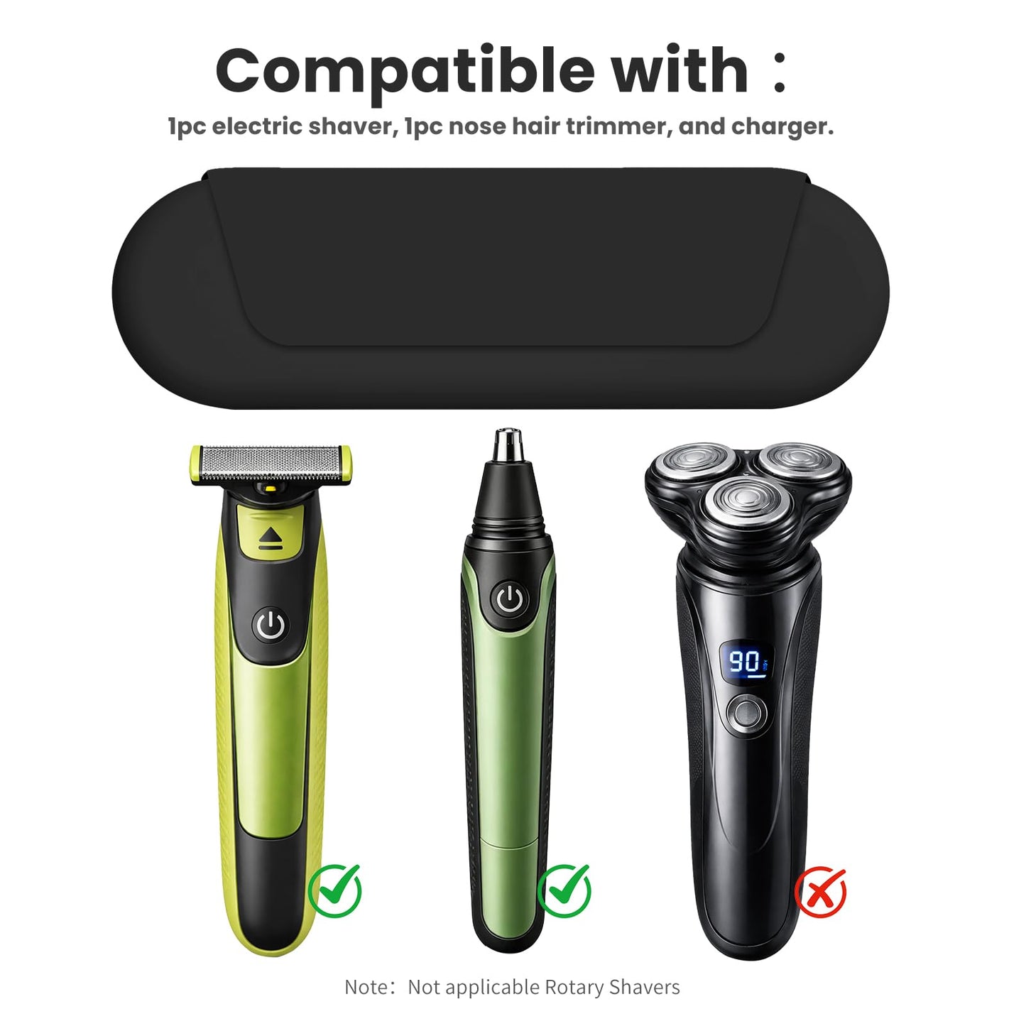 BackBlack Silicone Travel Case for Electric Shaver Nose Hair Trimmer Clipper Travel Case For Men and Women, Easy to Use and Clean, Business Trips, Gym Beauty and Personal Care BackBlack