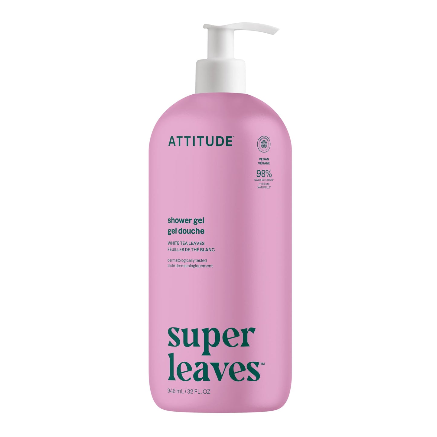 ATTITUDE Soothing Shower Gel, Dermatologically Tested, Plant and Mineral-Based, Vegan Personal Care Products, White Tea Leaves, 32 Fl Oz Beauty & Personal Care ATTITUDE