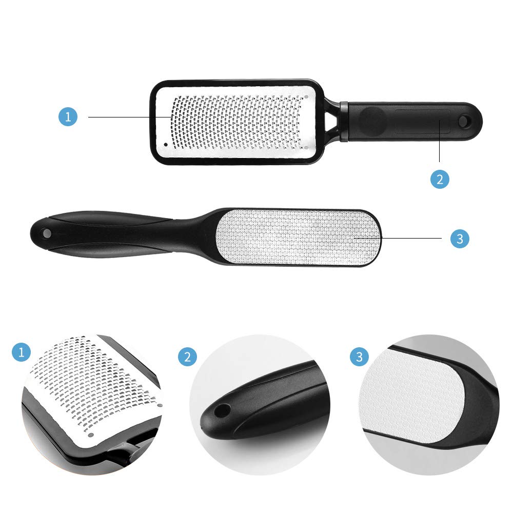 Fu Store 2 Pack Foot Files Callus Remover Stainless Steel Foot Rasp and Dual Sided Feet File Professional Scrubber Pedicure Tools Premium for Feet Beauty and Personal Care Fu Store