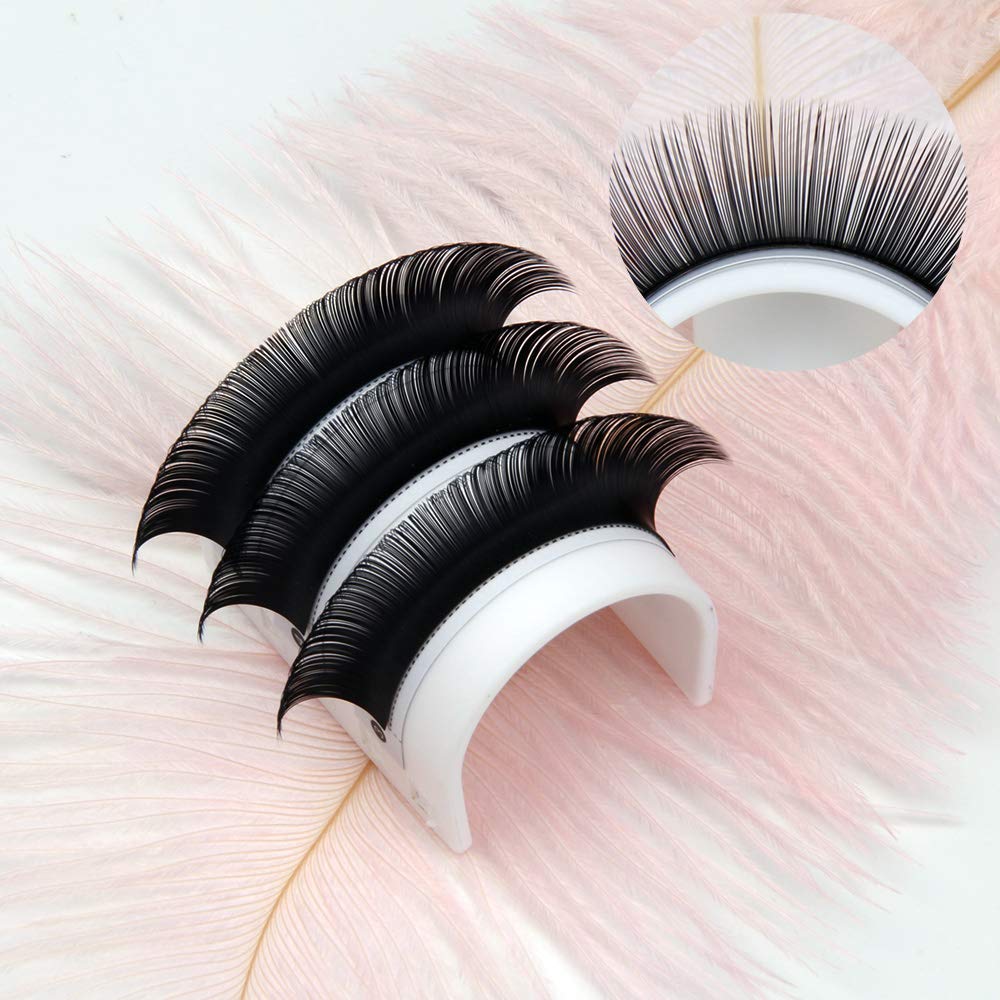 Russian Volume Eyelashes Extension Soft Natural Faux Mink Lashes .05mm Semi-Permanent Eyelashes Stable Curl Matte Black Professional Salon Use Lash Beauty & Personal Care HERSQUEEN