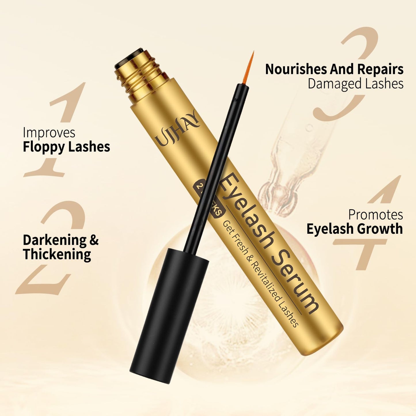 Eyelash Growth Serum for Thicker, Longer, Natural Lashes without Prostaglandin - Grow Luscious, Natural Lashes with Advanced Enhancer | Vegan… Beauty & Personal Care UJhay