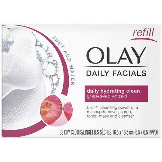 OLAY Daily Facial Hydrating Cleansing Cloths with Grapeseed Extract, Makeup Remover 33 ea (Pack of 7) Beauty & Personal Care Olay